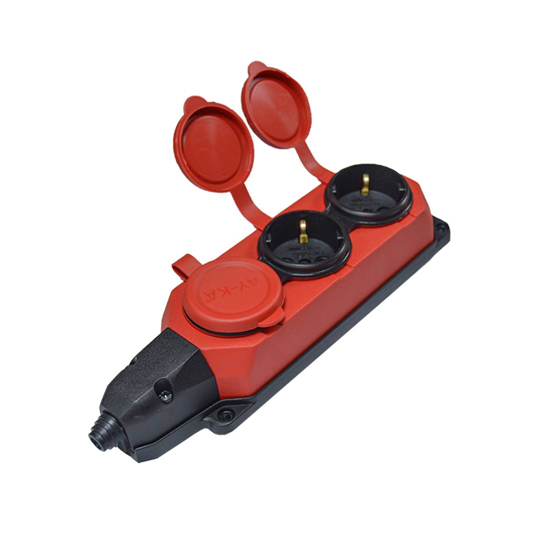 3 GANG GROUNDED GROUP socket (Red)...