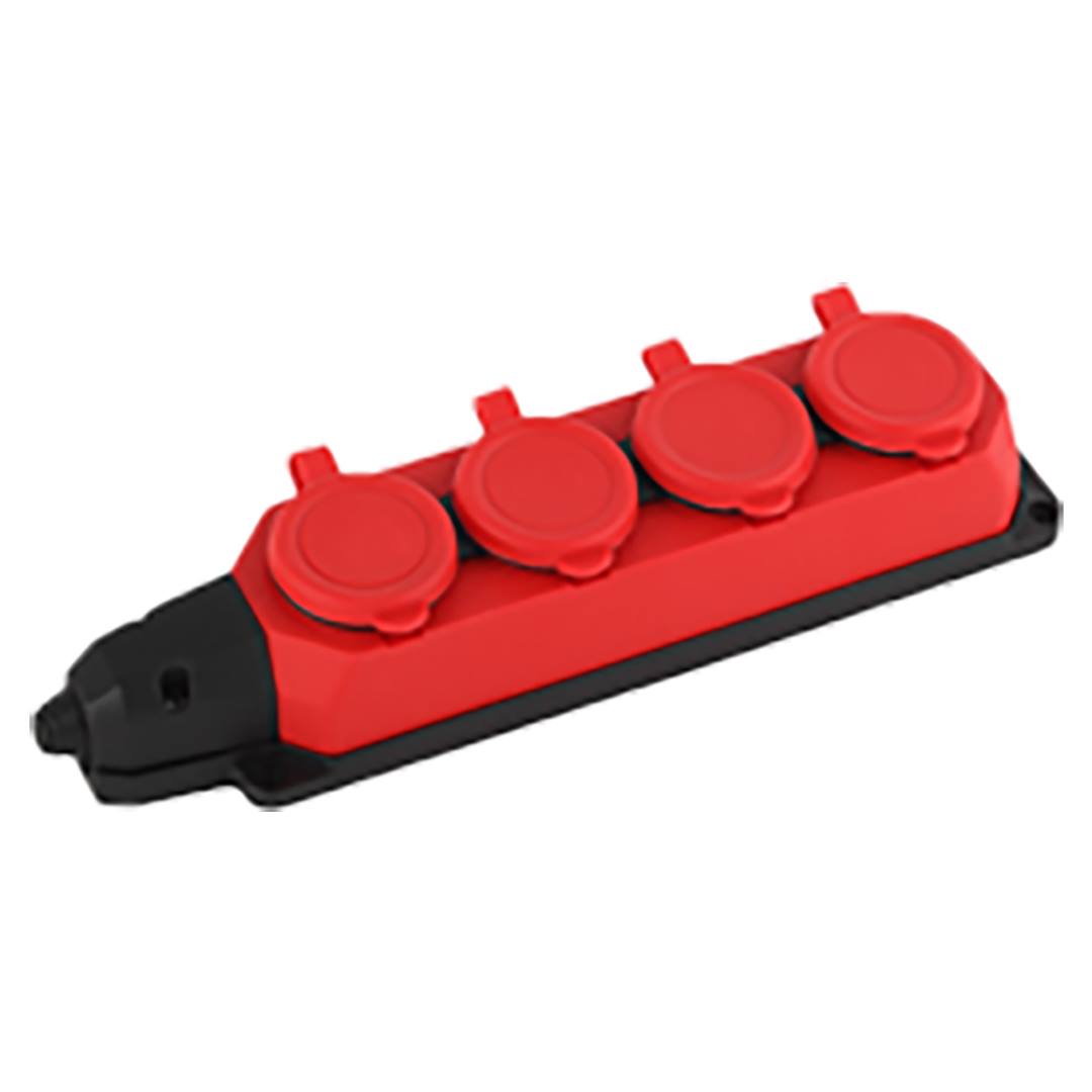 4 GANG GROUNDED GROUP socket (Red)...