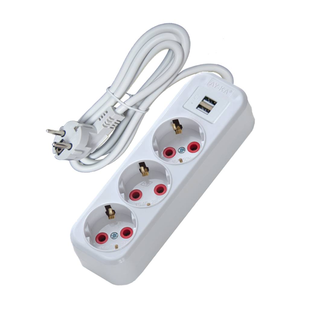 3 Gang Grounded Group Socket With USB...